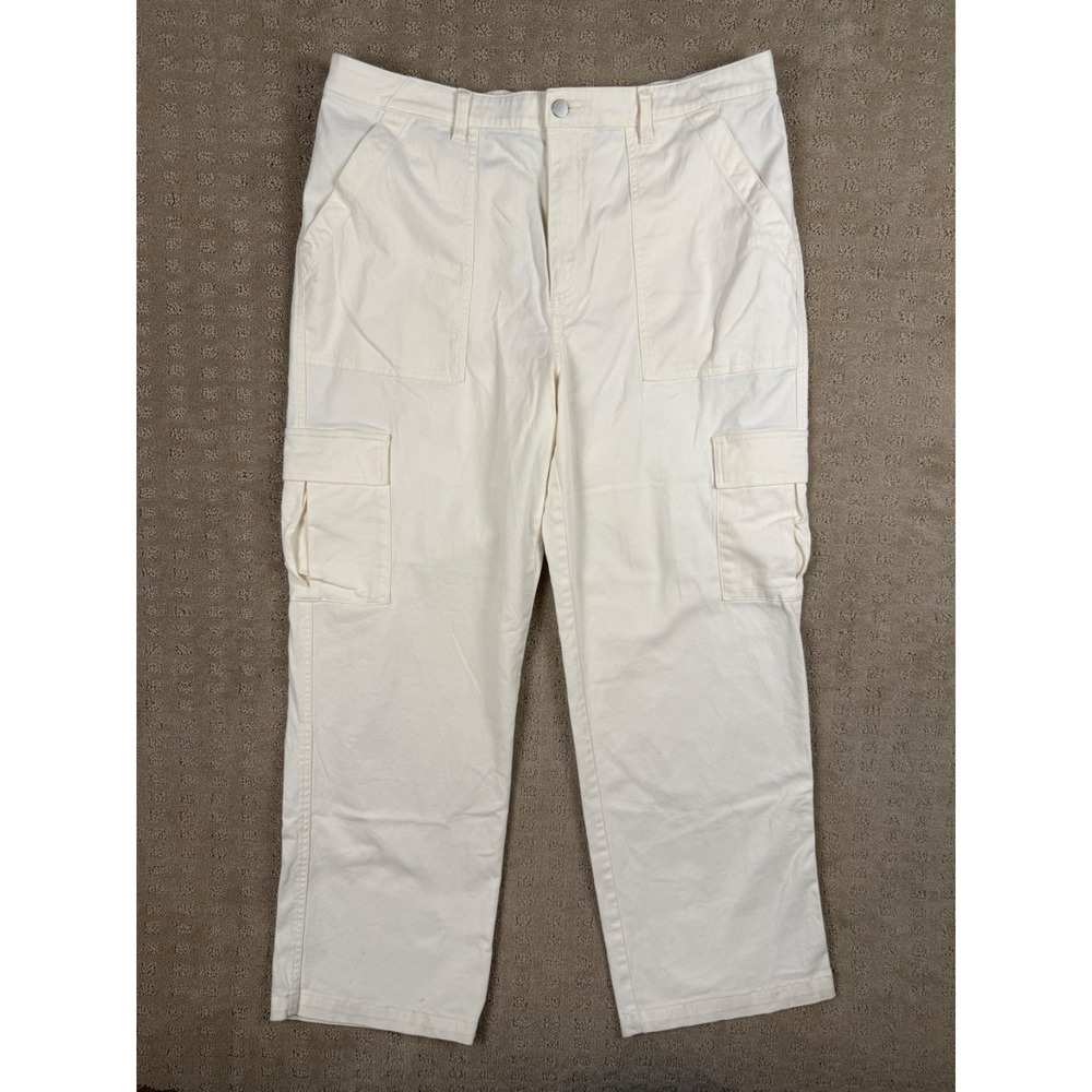 Woman's Falls Creek Ivory Cargo Style Pants SZ 1X 36x28.5 #1194